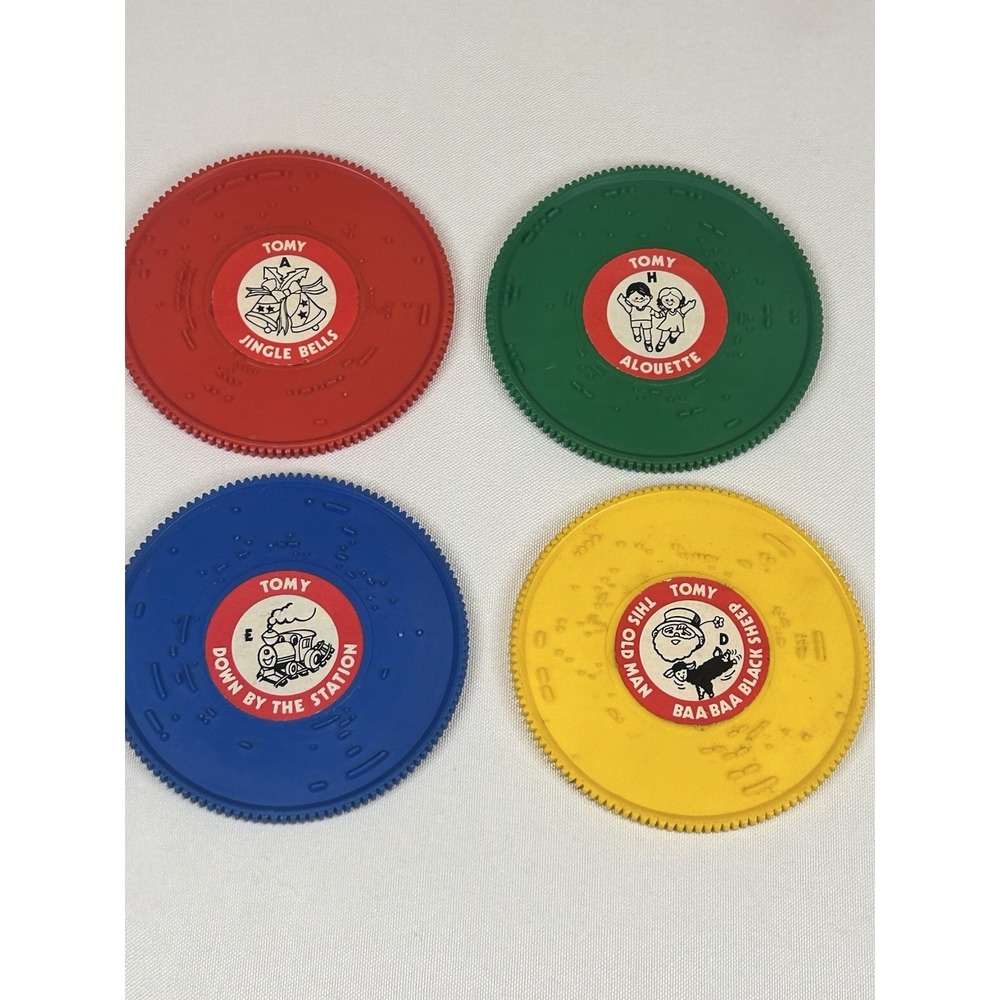 Vintage 1975 Tomy Tuneyville Choo Choo Musical Train Records 4 Discs Set